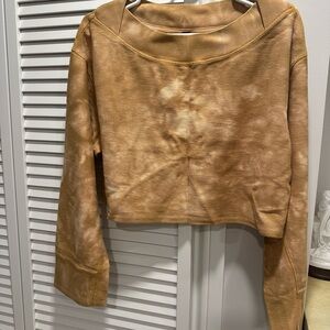 Free People Tan Tie-Dye Sweatshirt